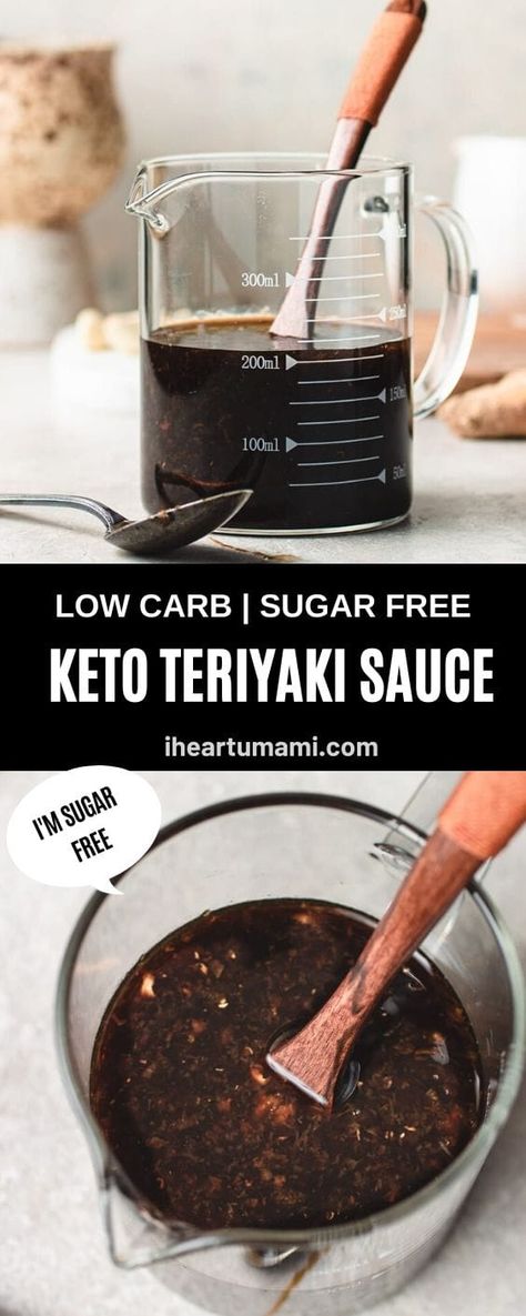 This Keto Teriyaki Sauce is sugar-free, low carb, and ready in 5 minutes! It’s the best Japanese teriyaki sauce made keto friendly! Makes 1 cup. Keto Teriyaki Sauce, Japanese Teriyaki Sauce, Sugar Free Teriyaki Sauce, Umami Recipes, Keto Teriyaki, Keto Sauce, Keto Dips, Paleo Condiments, Teriyaki Sauce Recipe