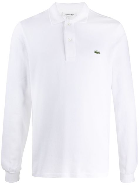 Stars Converse, Adidas Shirt Mens, Lacoste Logo, White Polo Shirt, Polo Shirt White, White Polo, Long Sleeve Polo Shirt, Cotton Logo, Long Sleeve Polo