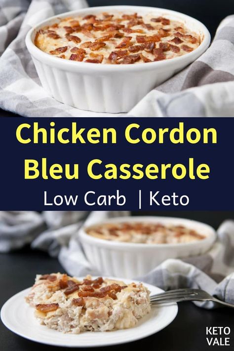 Keto Chicken Cordon Bleu Casserole Low Carb Recipe #ChickenCordonBleuCasserole #ChickenCordonBleu #ChickenCasserole Keto Chicken Cordon Bleu Casserole, Keto Chicken Cordon Bleu, Chicken Cordon Bleu Casserole Recipe, Casserole Low Carb, Carb Dishes, Keto Board, Cordon Bleu Casserole, Keto Chicken Casserole, Keto Casseroles