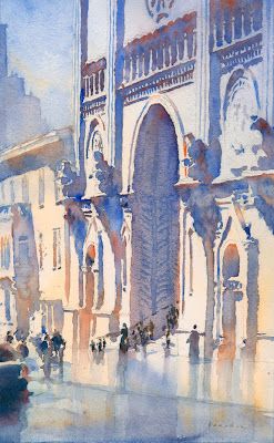 M i c h a e l R e a r d o n: California Realism Exhibit Extended Michael Reardon, Watercolor Realism, Thomas Schaller, Watercolor City, Watercolor Architecture, Watercolour Inspiration, Textured Canvas Art, Watercolor Sketch, Urban Sketching