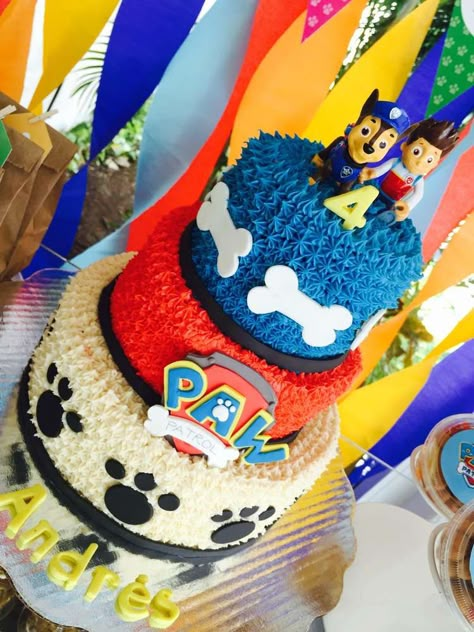 Amazing cake at a Paw Patrol birthday party! See more party ideas at CatchMyParty.com! Paw Patrol Birthday Party Ideas, Paw Patrol Birthday Cake, Paw Patrol Cake, Paw Patrol Birthday Party, Patrol Party, Paw Patrol Party, Paw Patrol Birthday, 4th Birthday Parties, 3rd Birthday Parties