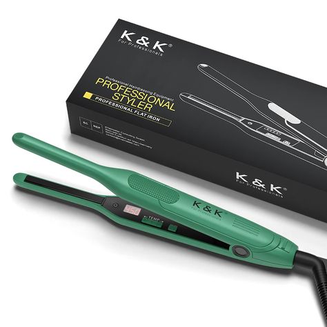 K&K 3/10 inch Plate Small Mini Ceramic Flat Iron Nano Tourmaline Flat Irons for Short Hair Pixie Cut Pencil Straightener for Titanium Straightener, Mini Straightener, Short Hair Pixie, Mini Hair Straightener, Messy Waves, Curling Tools, Ceramic Flat Iron, Flat Irons, Short Hair Pixie Cuts