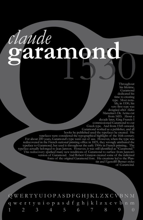 Garamond Typeface Poster on Behance Garamond Font, Typeface Poster, Poster Fonts, Classic Fonts, Typeface Font, Layout Design Inspiration, Typographic Poster, Illustration Sketches, Typography Fonts