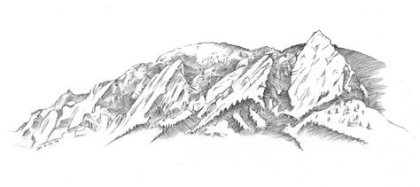 Flatirons Tattoo, Colorado Mountains Tattoo, Colorado Drawing, Alchemy Elements, Boulder Flatirons, Colorado Tattoo, Mountain Drawing, Drawing Tattoo, Mountain Tattoo