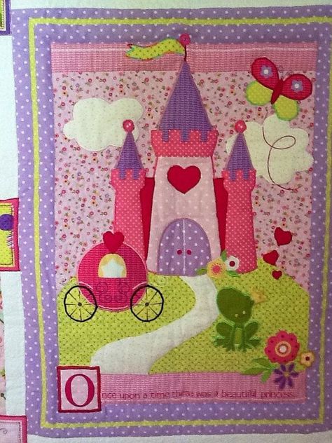 Princess Quilt, Disney Quilt, Fairy Castle, Quilted Wall Hanging, Princess Fairy, Patchwork Baby, Childrens Quilts, Cute Quilts, Pink Quilts