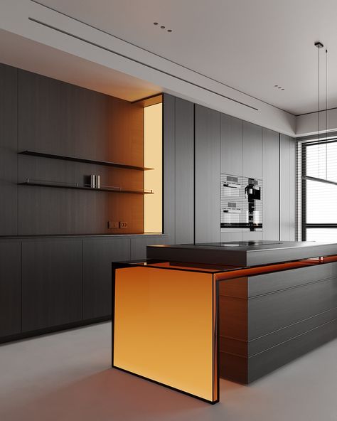 Volume_hw :: Behance Kitchen Lighting Design, Understated Luxury, Kitchen Inspiration Design, Minimalism Interior, Architecture Visualization, Office Interior Design, Apartment Interior, Luxury Kitchen, 인테리어 디자인