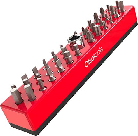 Amazon.com: Olsa Tools Hex Bit Organizer with Strong Magnetic Base | Magnetic Hex Bit Organizer for Your Specialty, Drill or Tamper Bits (Red) | Magnetic Bit Holder | Hex Holder | Professional Grade : Automotive Bit Organizer, Socket Trays, Wrench Holder, Wrench Organizer, Magnetic Drill, Socket Organizer, Pry Bars, Socket Holder, Tool Organizers