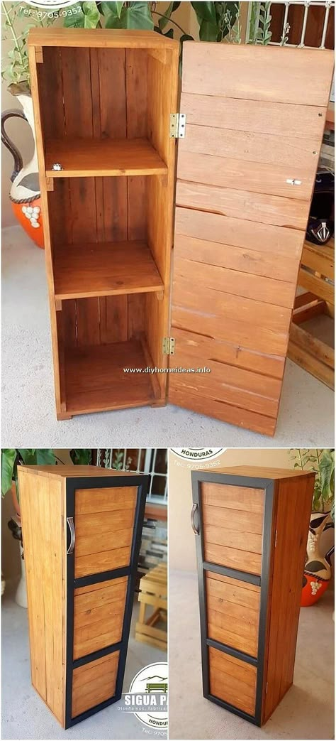 Pallet Cabinet, Wood Furniture Plans, Pallets Diy, Shipping Pallets, Wood Projects For Beginners, Wooden Pallet Furniture, Pallet Designs, Pallet Decor, Pallet Crafts