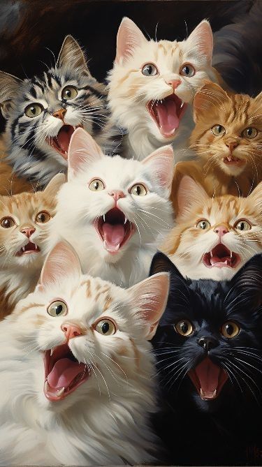 Meow Art, Group Of Cats, Iconic Cartoon, Image Cat, Digital Creator, Cute Cat Gif, Cat Wallpaper, Funny Cat Videos, Cute Creatures