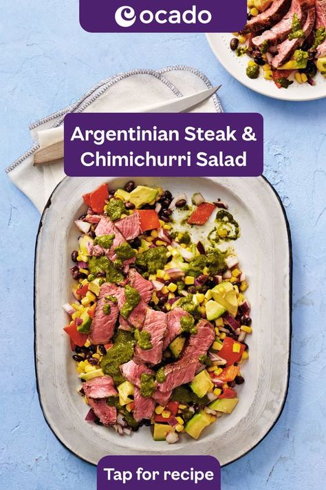 Ocado Recipes, Chimichurri Salad, Steak And Chimichurri, Argentinian Steak, Doughnuts Easy, Kimchi Recipes, Email Etiquette, Ghana Food, Recipe Mexican