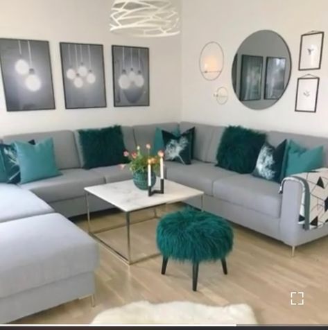 Gray Living Room Design, Light Floors, Teal Living Rooms, Walnut Kitchen, Living Room Color Schemes, Design Salon, Small Living Room Decor, Trendy Living Rooms, Room Color Schemes