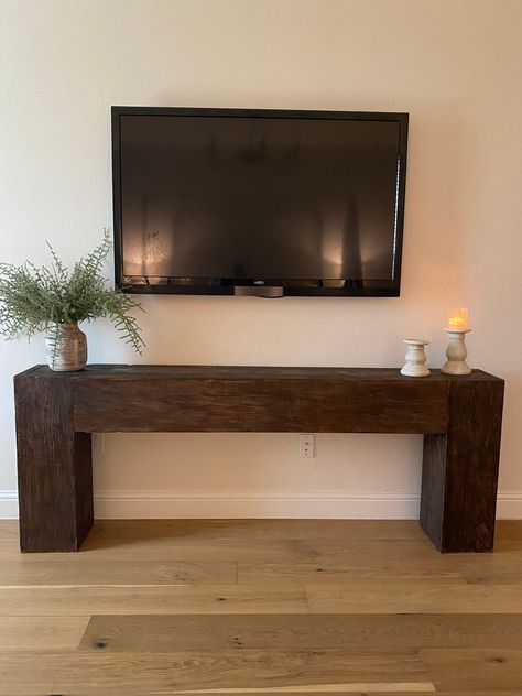 Beam Shelf, Shelf Under Tv, Console Table Rustic, Style Console Table, Under Tv, New House Living Room, Media Table, Rustic Table, Console Tables