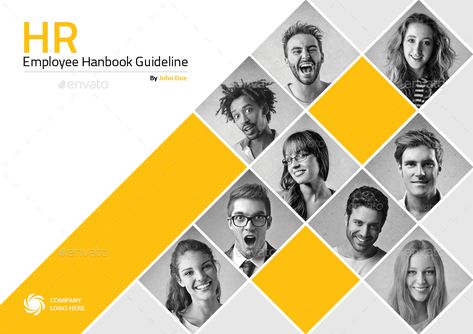 HR - Employee Handbook Guideline Template Preview - GraphicRiver Employee Handbook Template, 잡지 레이아웃, Guideline Template, Presentation Design Layout, Page Layout Design, Employee Handbook, Dark Design, Desain Editorial, Team Page