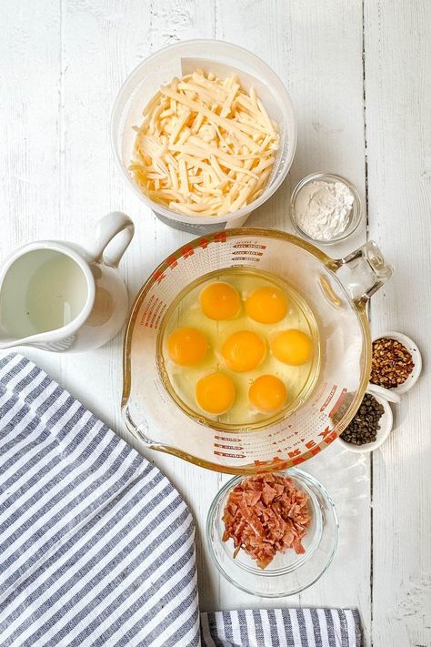 We're in love with this oh-so-simple Bacon Gouda Egg Bites recipe (inspired by Starbucks egg bites) to make for busy mornings or quick afternoon snacks. Made in a muffin tin, they're perfect to make ahead, are freezer friendly, and awesome for quick bites during the day! Gouda Egg Bites, Starbucks Egg Bites Recipe, Eggs In Muffin Tin, Starbucks Egg Bites, Easy Breakfasts, Egg Bites Recipe, Quick Bites, Healthy Protein Meals, Measuring Ingredients