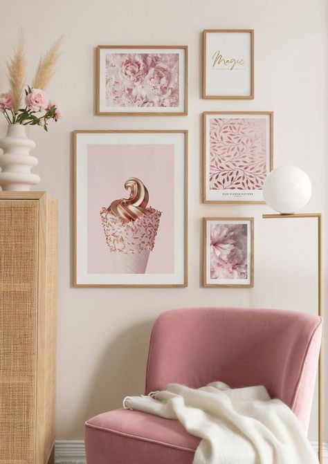 Gallery Wall Inspiration, Teenager's Room, Poster Store, Soft Pink Color, Pink Floral Pattern, Inspiration Wall, Botanical Wall Art, Flower Wall Art, Pink Peonies