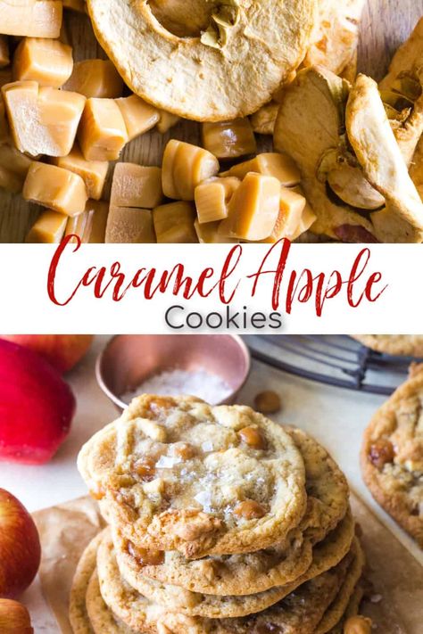 Fall Desserts Caramel Apple, Carmel Apple Cider Cookie Recipes, Maple Apple Spice Cookie, East Apple Dessert Recipes, Carmel Apple Cookies Easy, Caramel Apple Caramel Recipe, Carmel Apple Desserts Easy, Carmel Apple Desert, Best Fall Apple Desserts