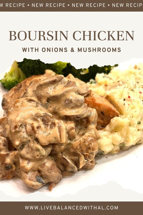 Chicken With Onions, Boursin Chicken, Boursin Recipes, Chicken With Mushrooms, Mushrooms And Onions, Fall Night, Cream Cheese Recipes, Mushroom Chicken, Poultry Recipes