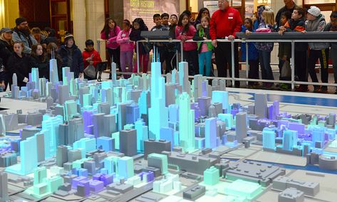 Interactive Model, Architecture Foundation, Street Map Art, Interactive Display, City Model, Exhibition Booth Design, Projection Mapping, Chicago Architecture, Chicago City