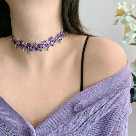 Purple Photography, Fairy Shoes, Neck Pieces Jewelry, Purple Accessories, Beautiful Beaded Jewelry, Amethyst Flower, Pretty Jewelry Necklaces, Korean Jewelry, Funny Fashion