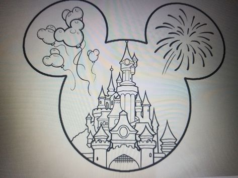 Disney Fireworks Tattoo, Mickey Head Tattoo, Castle Balloons, Firework Tattoo, Disney Castle Tattoo, Disneyland Fireworks, Disneyland Paris Castle, Tattoo Thoughts, Castle Tattoo