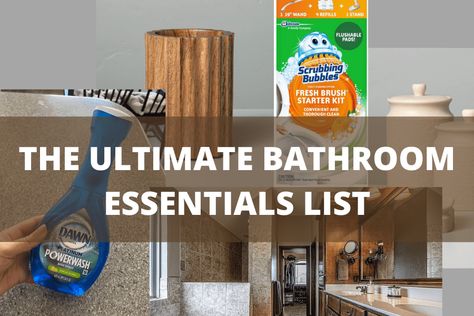 The Ultimate Bathroom Essentials List for Your New Home - Sarah Noon Bathroom Essentials List, Ultimate Bathroom, Neutral Artwork, Scrubbing Bubbles, Acrylic Shelf, Clear Vases, Shower Sponge, Countertop Storage, Essentials List