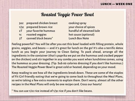 Fit Girls Guide Meal Plan, Fit Girls Guide Recipes, Power Bowl, Fit Girls Guide, Overnight Oat, 28 Day Challenge, Power Bowls, Recipe Girl, Funny Girl Quotes