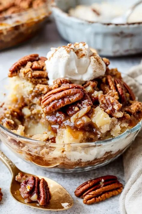 Irresistible Homemade Pecan Pie Cobbler for Perfect Southern Dessert - receipster Pecan Cobbler Recipe, Pecan Pie Cobbler, Cobbler Crust, Homemade Pecan Pie, Canned Salmon Recipes, Pecan Cobbler, Gooey Caramel, Southern Desserts, My Recipe Book