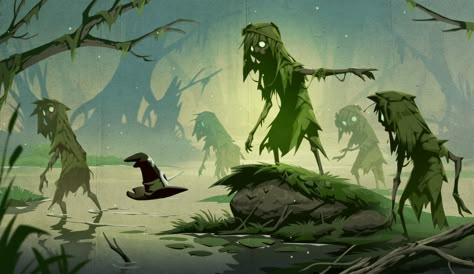 Marcel Hampel, Fey Wanderer, Forest Monsters, Swamp Creature, Bg Design, Fantasy Forest, Forest Creatures, Creature Concept Art, Fantasy Concept Art