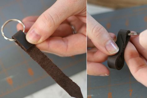 Diy Leather Lanyard, Leather Keychain Ideas, Diy Leather Keychain, Leather Keychain Diy, Tea Towels Diy, Leather Working Tools, Diy Leather Projects, Catchall Tray, Leather Lanyard