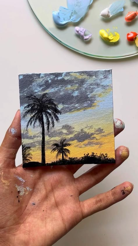 Pin by Aesthete arts on Painting videos in 2022 | Small canvas art, Hand art drawing, Mini canvas art Canvas Art Painting Abstract, Sky Art Painting, Small Canvas Paintings, Canvas Painting Ideas, Canvas Painting Tutorials, Easy Canvas Art, Soyut Sanat Tabloları, Canvas Painting Designs, Landscape Art Painting