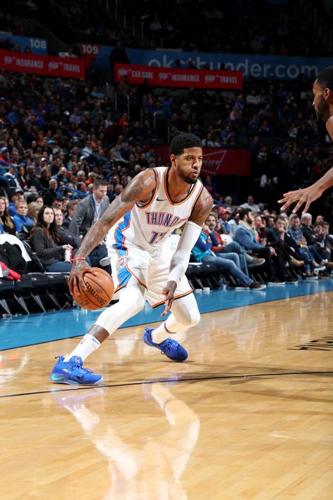 “I definitely thought we were clicking more. It was better rhtythm for everybody. We obviously had a lot more energy.” -Paul George(Photo by Zach Beeker | OKC Thunder) Paul George Wallpapers, Paul George Okc, Paul George Nba, Paul George 13, Okc Thunder Basketball, Dear Basketball, Basketball Moves, Nba Basketball Art, Basketball Players Nba