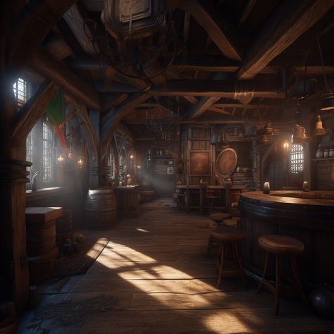 Dnd Tavern Interior, Fantasy Bar Aesthetic, Fantasy Tavern Interiors, Old Tavern Aesthetic, Medieval Tavern Aesthetic, Fantasy Tavern Art, Dwarven Tavern, Medieval Tavern Interior, Tavern Outside