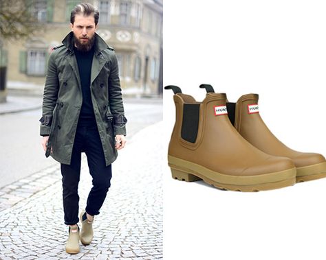 Men Rain Boots, Hunter Outfit Men, Outfits With Hunter Rain Boots, Mens Hunter Boots, Rainboots Outfit, Rain Boot Outfit, Preppy Man, Boots Outfit Men, Italy Fits