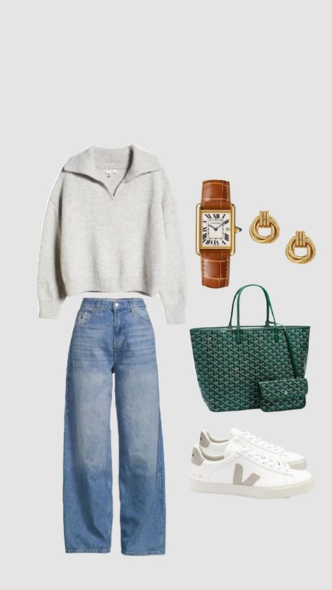 #outfit #cute #dressup #cartier #goyard Outfits With Goyard Bag, Goyard Bag Outfit, Goyard Outfit, Goyard Aesthetic, Casual Friday Work Outfits, November Mood, Goyard Wallet, Bag Styles, Work Fits