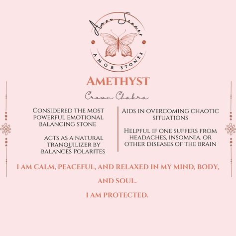 Metaphysical and healing properties for Amethyst Natural Headache, Fact Sheet, Crown Chakra, Healing Properties, Insomnia, Headache, Disease, Chakra, Acting