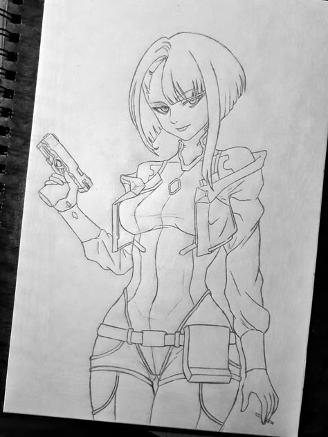 Lucy Cyberpunk Drawing, Cyberpunk Drawing Sketch Simple, Cyberpunk Edgerunners Drawing Sketch, Cyberpunk Edgerunners Sketch, Cyberpunk Edgerunners Drawing, Cyberpunk Drawing Sketch, Cyberpunk Sketch, Lucy Drawing, Lucy Edgerunners