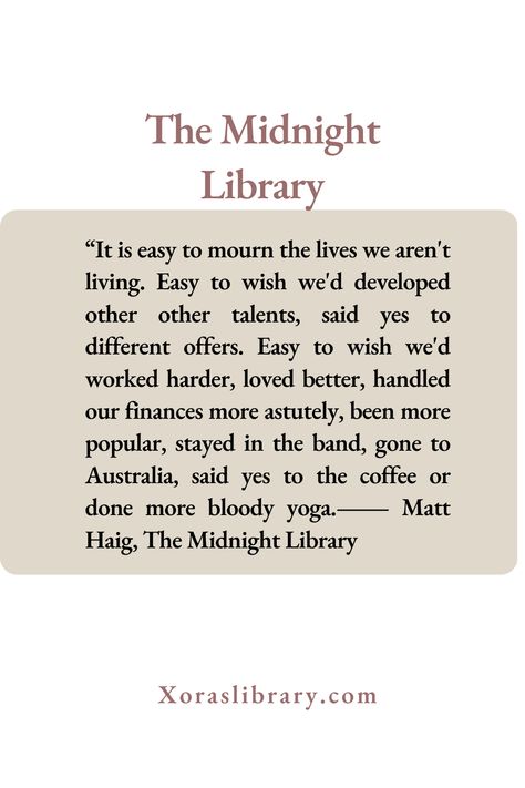 #Bookquotes #Aestheticbooks #Themidnightlibrary #Books #Quotes The Midnight Library Tattoo, The Midnight Library Fanart, Midnight Library Quotes, The Midnight Library Book, Midnight Library Book, Library Tattoo, Book Rebinding, The Midnight Library, Library Quotes