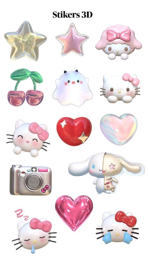 Hello Kitty Emoji Sticker, Kawaii Emoji Stickers, Cute Stickers Hello Kitty, Cute Core Stickers, Iphone Stickers Aesthetic, Cute Emoji Iphone, Hello Kitty Stickers Png, Cute Hello Kitty Stickers, Hello Kitty Emojis