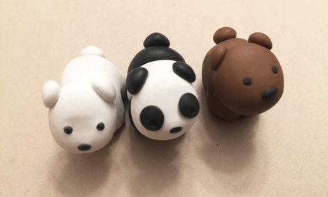 We Bare Bears Grizzly, Panda, Ice Bear Clay Charms via @makerheart Bear Clay, Clay Bear, Clay Crafts For Kids, Kids Clay, Ice Bear, Ice Bears, Polymer Clay Figures, Clay Crafts Air Dry, Polymer Crafts