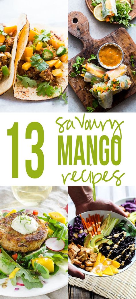 Love Mangoes? Make the most of them with 13 insanely delicious recipes that use mangoes in savoury dishes so that you get the best of both worlds - sweet and spicy! Food Story, Fruit Salsa, Mango Recipes, My Food, Fruit Recipes, Blow Your Mind, Savoury Dishes, Sweet And Spicy, Delicious Recipes