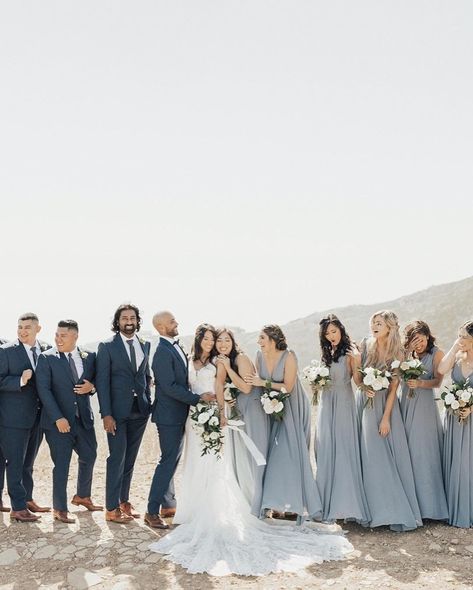 Slate Blue Bridesmaids, Slate Blue Bridal Party, Wedding Party Colours, Slate Blue Bridesmaid Dresses, Lulus Bridesmaid Dresses, Blue Bridesmaid Dresses, All The Feels, The Feels, Blue Bridesmaids