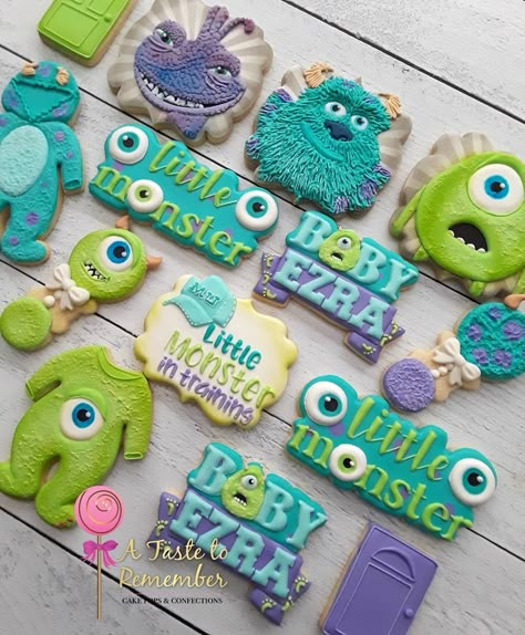 Monsters Inc Cookies, Monsters Inc Decorations, Monster Inc Cakes, Monsters Inc Baby Shower, Whimsical Theme, Monsters Inc Baby, Monster Baby Showers, Unique Baby Shower Themes, Baby Birthday Party Theme