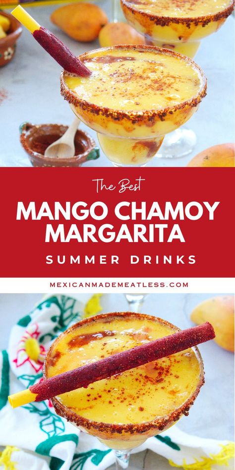 Sweet, spicy, savory this skinny mango chamoy margarita cocktail will be your favorite all summer long! Chamoy Alcohol Drinks, Mango Margarita Recipe On The Rocks, Mango Chamoy Margarita, Chamoy Drinks Cocktails, Mango Tequila Drinks, Mangonada Margarita Recipe, Chamoy Cocktail, Chamoy Margarita Recipe, Chamoy Drinks