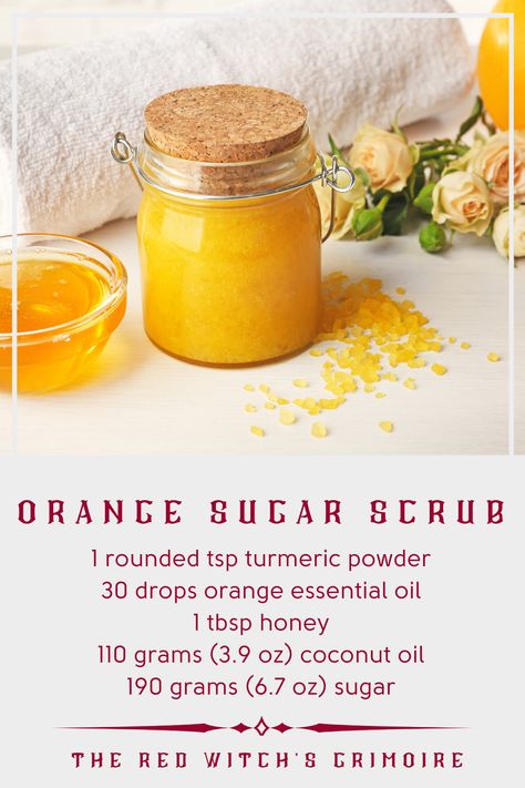 Orange Scrub Diy, Orange Body Scrub Diy, Turmeric Sugar Scrub Recipe, Turmeric Sugar Scrub Diy, Body Scrub Name Ideas, Turmeric Body Scrub Diy, Turmeric Bath, Citrus Body Scrub, Orange Body Scrub