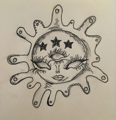 Hippy Sketches, Grunge Drawing Ideas, Grunge Drawing, Simple Art Drawings, Idea To Draw, Hippie Drawing, Sun Drawing, Trippy Drawings, Arte Grunge