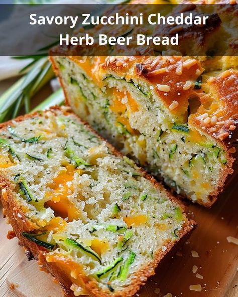 Recipes Vista | Savory Zucchini Cheddar Herb Beer Bread | Facebook Zucchini Beer Bread Recipes, Cheesy Herb Zucchini Bread, Herby Bread, Herb Beer Bread, Zucchini Cheddar, Beer Bread Recipe, Biscuit Rolls, Savory Bread, Herb Recipes