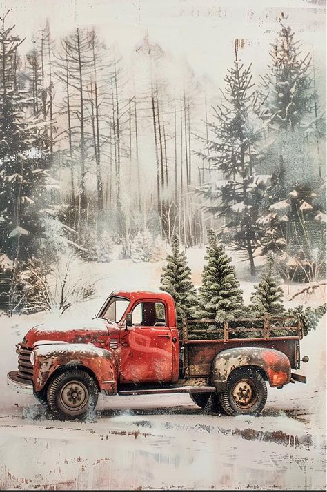 The Art Prints Studios Presents  "Red Christmas Truck with Trees  - Winter Holiday Seasonal Digital Art Print Download  (16x24)P Description: Bring the magic of the holiday season to your home with this enchanting digital artwork featuring a Red Truck hauling pine trees surrounded by a peaceful, wintry backdrop. This beautiful piece captures the sereneness of and the quiet wonder of winter, making it the perfect addition to your seasonal décor. Product Details: Digital Download Only: No physical Old Red Truck, Red Christmas Truck, Truck Decor, Red Truck Christmas, Christmas Red Truck, Christmas Flag, Merry Christmas Vintage, Christmas Garden Flag, Christmas Pics