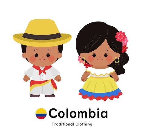 Colombian Culture, Traditional Outfits, South America, Premium Vector