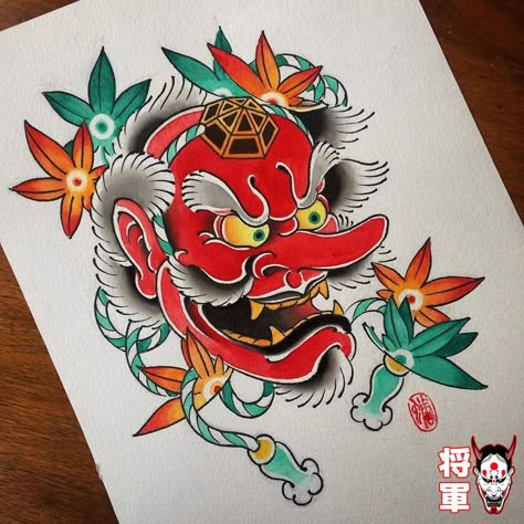 Koi Fish Drawing Tattoo, Tengu Tattoo, Japanese Demon Tattoo, Japanese Dragons, Ephemeral Tattoo, Traditional Japanese Tattoo, Japanese Snake Tattoo, Japanese Tiger Tattoo, Dragon Tattoo Sketch