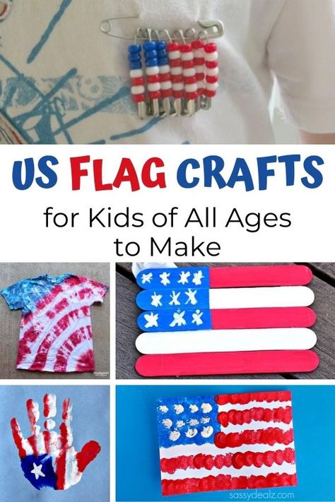 Us Flag Craft, Flag Crafts, Creative Arts And Crafts, Handprint Crafts, Crafts For Kids To Make, July Crafts, Easy Kids, Fun Crafts For Kids, Easy Crafts For Kids